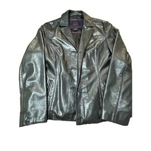 212 America Black Leather Jacket Women's Size Medium Italian Leather